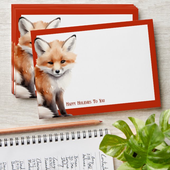 Red Woodland Fox Cub Holiday Envelope (Stacked)