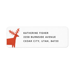 Red Woodland Winter Reindeer   Christmas Address Return Address Label