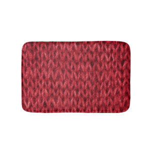 Red Wool: Knitting Texture Background. Bath Mat