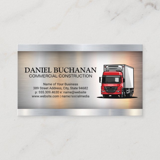 Red Work Truck | Construction Business Card (Front)