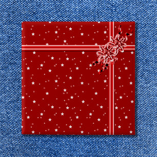 Red Wrapped Present - Customised 15 Cm Square Badge