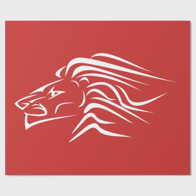 Red Wrapping Paper with Lion or Choose Colour (Flat)