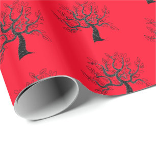 Red  Wrapping Paper with Trees - Choose Colour
