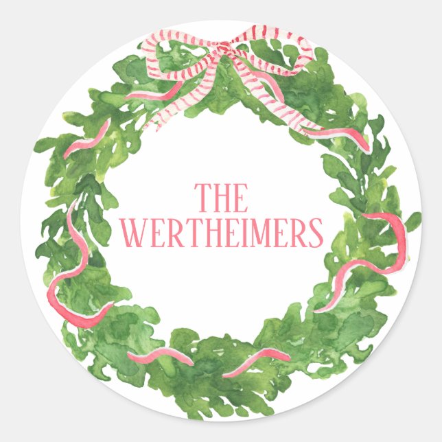 Red Wreath Christmas Sticker (Front)