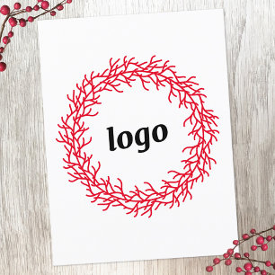 Red Wreath Logo Business Holiday Postcard