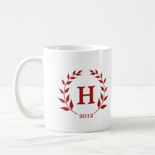Red wreath monogram graduation class year coffee mug