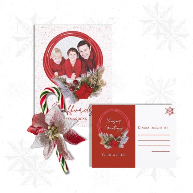 Red Wreath on White Photo Postcard (Creator Uploaded)