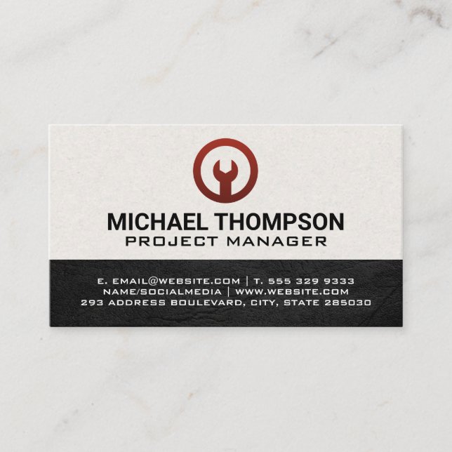 Red Wrench Icon Business Card (Front)