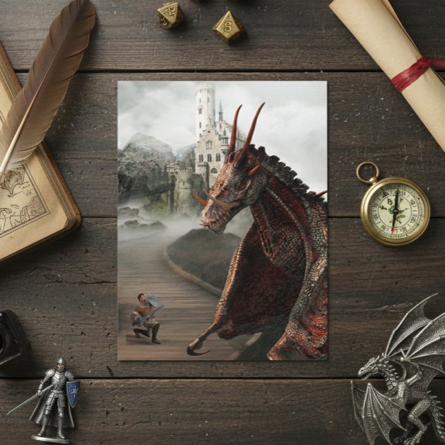 Red Wyvern Dragon Knight Castle Landscape Postcard (Creator Uploaded)