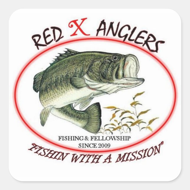Red X Anglers LMB square sticker (Front)