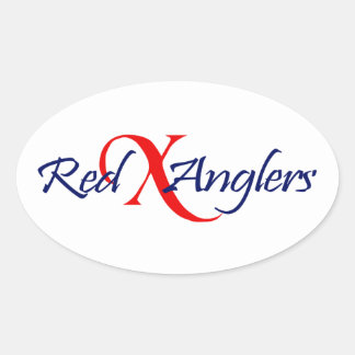 Red X Anglers Oval Sticker