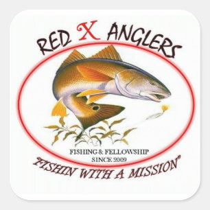 Red X Anglers redfish square sticker