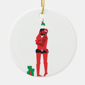 Red X mas Ceramic Ornament