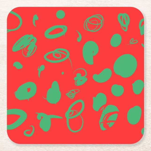 Red x-mas  square paper coaster (Front)