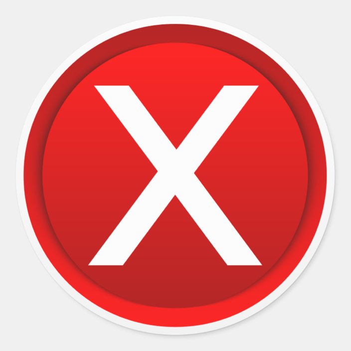 Red X - No / Incorrect Symbol Classic Round Sticker | Zazzle.com.au