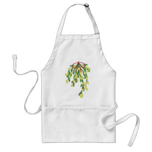 red xmas mistletoe standard apron