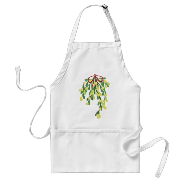 red xmas mistletoe standard apron (Front)