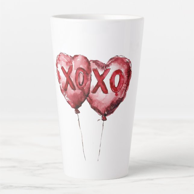 Red XOXO Heart Balloons Latte Mug (Front)