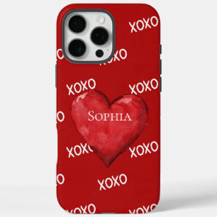 Red XOXO Heart iPhone 16 Pro Max Case