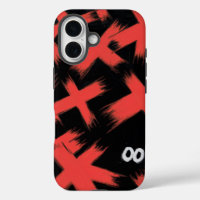 "Red Xs on Black with Hidden Eyes"