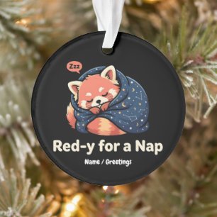 Red-y For A Nap Cute Sleepy Red Panda Kawaii Ornament