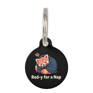 Red-y For A Nap Cute Sleepy Red Panda Kawaii Pet Tag