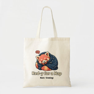 Red-y For A Nap Cute Sleepy Red Panda Kawaii Tote Bag