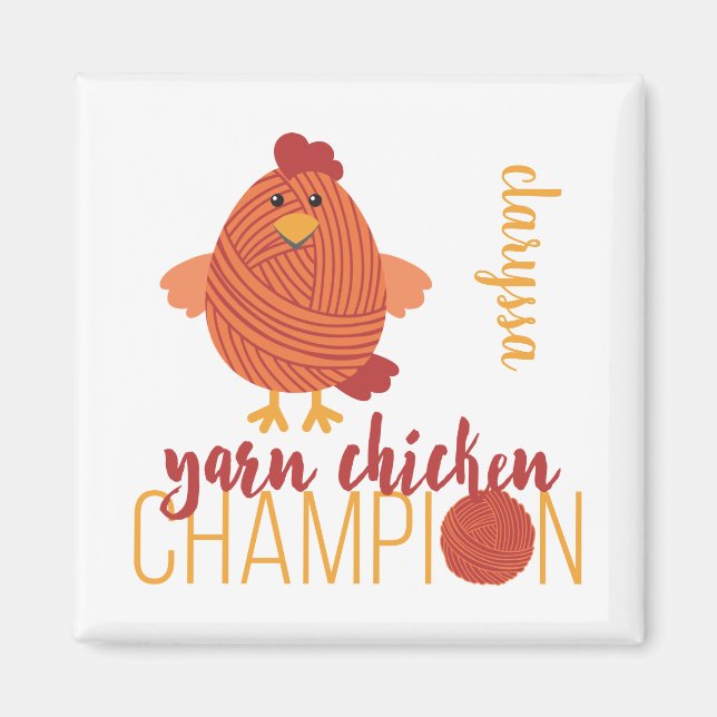 Red Yarn Chicken Champion Magnet (Front)