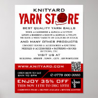 Red Yarn Store Logo, Knitting Store, Yarn Store