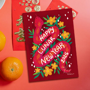 Red Year of the Snake Lunar New Year Card