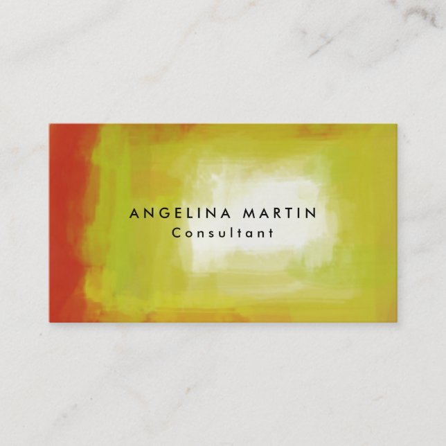 Red Yellow Abstract Art Plain Modern Feminine Business Card (Front)