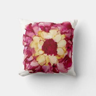 Red & Yellow Abstract Flower Throw Pillow