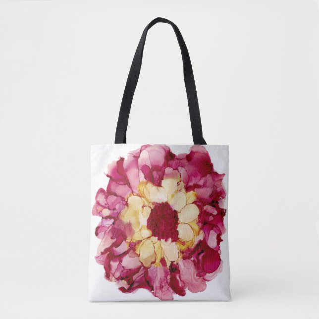 Red & Yellow Abstract Flower Tote (Front)