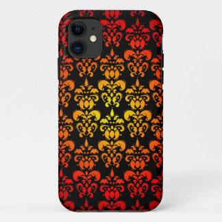 Red, yellow and black damask iPhone 11 case