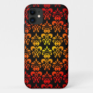 Red, yellow and black damask iPhone 11 case