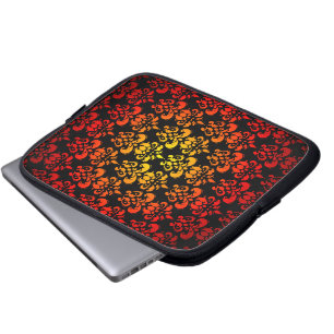 Red, yellow and black damask laptop sleeve