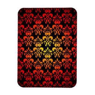 Red, yellow and black damask magnet