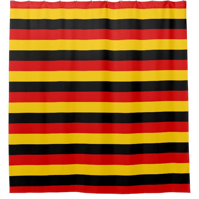 Red Yellow and Black Stripes Shower Curtain (Front)