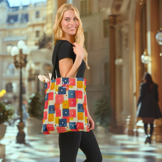 Red, Yellow, and Blue Abstract Rectangles Tote Bag (Creator Uploaded)