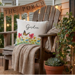 Red Yellow and Blue Floral with Butterfly  Cushion