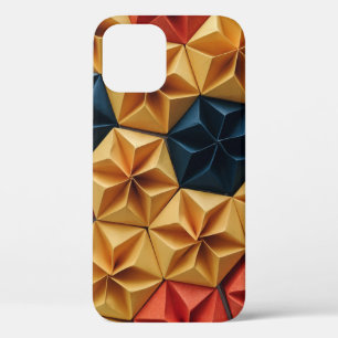 Red, yellow, and blue flower origami iPhone 12 case