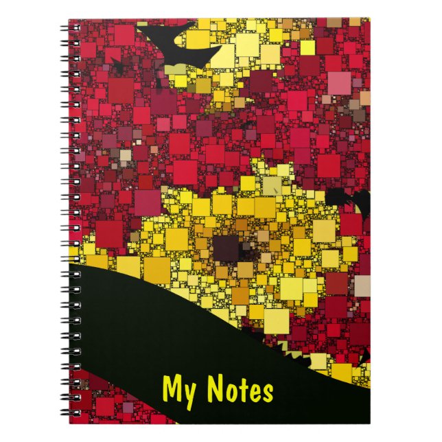 Red, Yellow and Gold Mini Box Background Template Notebook (Front)