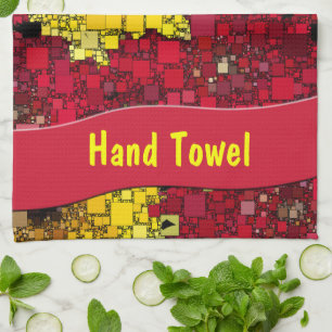 Red, Yellow and Gold Mini Boxes Tea Towel