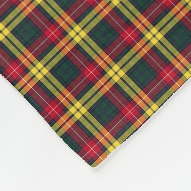 Red, Yellow and Green Buchanan Clan Tartan Fleece Blanket (Corner)
