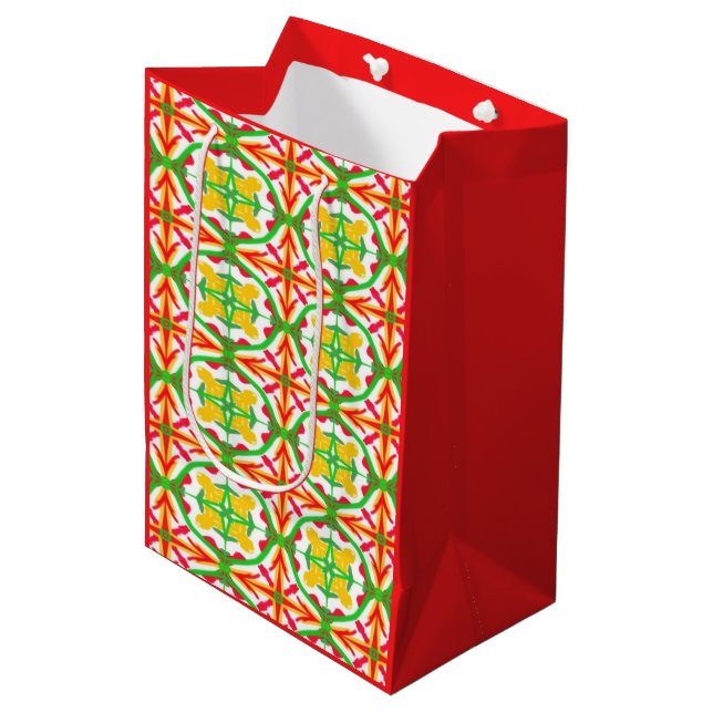 Red, Yellow and Lime Green Medium Gift Bag (Front Angled)