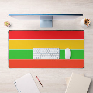 Red, Yellow and Lime Green Stripes Desk Mat