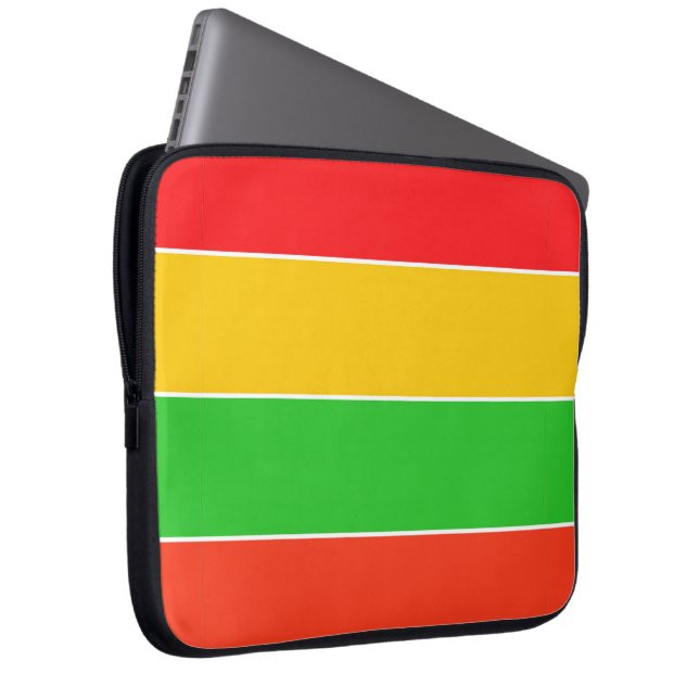 Red, Yellow and Lime Green Stripes Laptop Sleeve (Front Right)