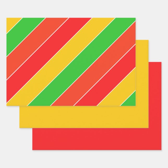 Red, Yellow and Lime Green Wrapping Paper Sheet (Set)