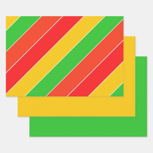 Red, Yellow and Lime Green Wrapping Paper Sheet (Set)