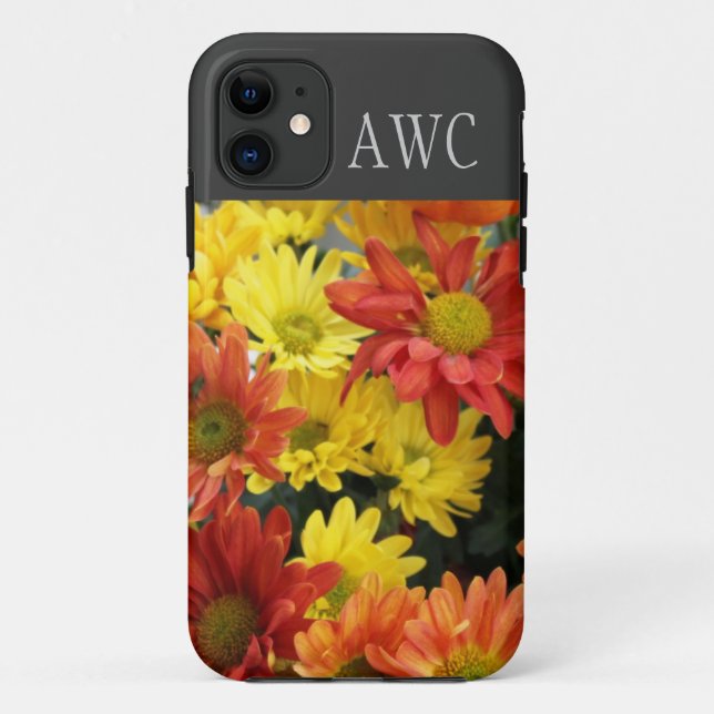 red, yellow and orange daisy flowers, monogram Case-Mate iPhone case (Back)